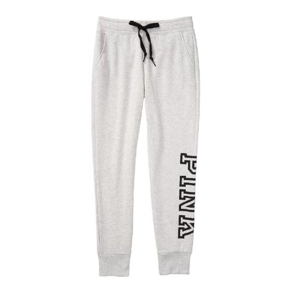 New Victoria’s Secret PINK Skinny Joggers Gray with Black Logo NWT